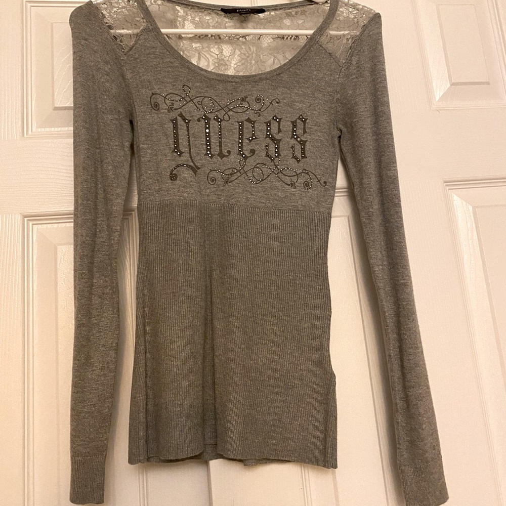 Guess Lace Back Long Sleeve Sweater
